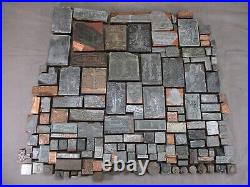 147 Antique Letterpress Printer Type Wood Metal Blocks Gas/Oil Advertising Lot