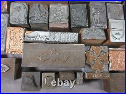 147 Antique Letterpress Printer Type Wood Metal Blocks Gas/Oil Advertising Lot