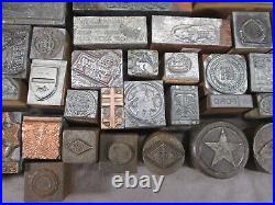 147 Antique Letterpress Printer Type Wood Metal Blocks Gas/Oil Advertising Lot