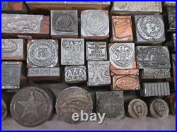 147 Antique Letterpress Printer Type Wood Metal Blocks Gas/Oil Advertising Lot