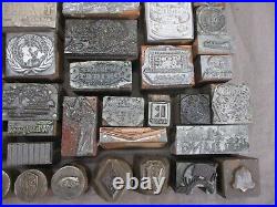 147 Antique Letterpress Printer Type Wood Metal Blocks Gas/Oil Advertising Lot