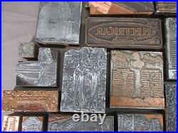 147 Antique Letterpress Printer Type Wood Metal Blocks Gas/Oil Advertising Lot