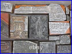 147 Antique Letterpress Printer Type Wood Metal Blocks Gas/Oil Advertising Lot