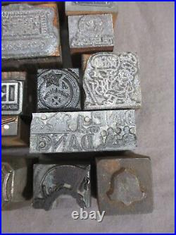 147 Antique Letterpress Printer Type Wood Metal Blocks Gas/Oil Advertising Lot