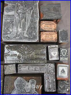 147 Antique Letterpress Printer Type Wood Metal Blocks Gas/Oil Advertising Lot