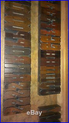 1800s Letter Press Type set alphabet, numbers, punctuation Wood Blocks withdrawer