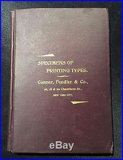 1898 RARE TYPOGRAPHY Book CONNER, FENDLER Foundry SPECIMENS of PRINTING TYPES