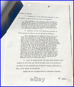 1951 Agreement Signed By Howard Hughes & Noah Dietrich 11 M. For Twa Aircraft