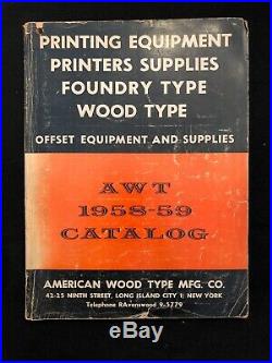 1958-59 Printers Supplies Catalog American Wood Type Equipment For Printing NY