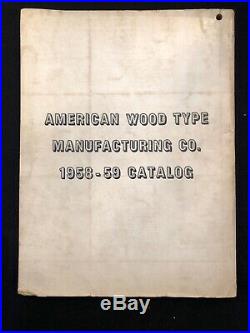 1958-59 Printers Supplies Catalog American Wood Type Equipment For Printing NY