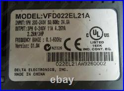 1PCS USED Delta VFD022EL21A 2.2KW 220V 90Day Warranty #Q8934 ZX