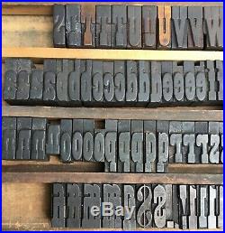 217 Wood Letterpress Print Type Block Upper Lower Letters Numbers Punctuation