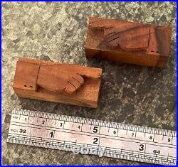 2x POINTING HAND letterpress wooden printing block wood printer type finger old´