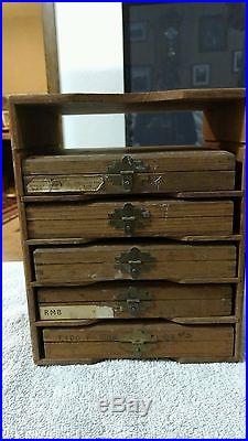 4 Boxes Vintage Kingsley Stamping Machine Letters with Wood Organizer