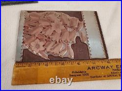 (4) Etching Engraved Metal Printing Machine Press Plate Stamp ISEU Wood Hyacinth
