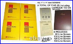 (5) LINE SCREEN NEGS incl KODAK 85-110-120 & 133 & CAPROOK 100 Dot-all 11x14
