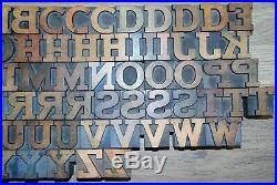 73 Wood Letterpress Printing Blocks Type Capital Alphabet 1 5/16 Tall