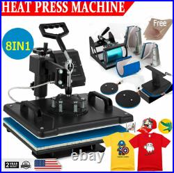 8 in 1 Heat Press Machine Digital Transfer Sublimation Plate T-Shirt Mug 12x15