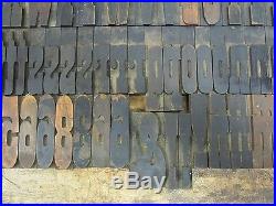 Antique 154pc 25pt 4 1/8 Wood Letterpress Print Type Alphabet Letter Number Lot
