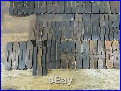 Antique 154pc 25pt 4 1/8 Wood Letterpress Print Type Alphabet Letter Number Lot
