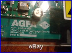 Agfa, Jeti, Phoenix Head Carriage Control Board Part#390-610023, Used