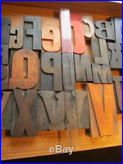 Alphabet, HUGE mixed wooden letterpress letter, wood printing block, type, font
