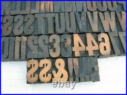Antique 1 5/8 Wood Printers Letterpress Block Type Set Letters #s Punc 84 pc
