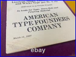 Antique 1907 American Type Founders Company Miscellaneous Merchandise Prices
