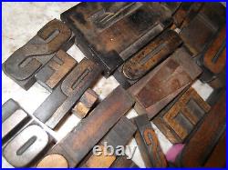 Antique Carved Wood Printing Press Letterpress Block Type 36 Blocks