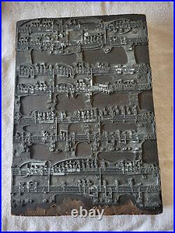 Antique Chopin Music Score Wood & Metal Block Printing Plate 11 x 7.5 Inch