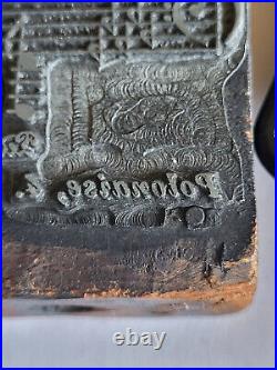 Antique Chopin Music Score Wood & Metal Block Printing Plate 11 x 7.5 Inch