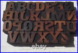 Antique French Letterpress Alphabet Complete Set A-Z Wooden printing blocks