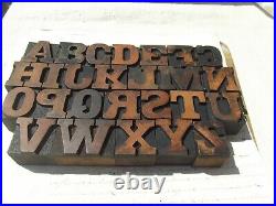 Antique French Letterpress Alphabet Complete Set A-Z Wooden printing blocks