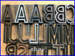 Antique Letterpress Printers WOOD TYPE Alphabet & Numbers VARSITY Font 75 pieces