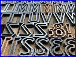 Antique Letterpress Printers WOOD TYPE Alphabet & Numbers VARSITY Font 75 pieces