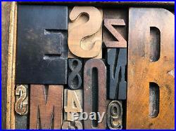 Antique Letterpress Printers WOOD TYPE Mix 51 Pieces with Full Alphabet & numbers