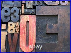 Antique Letterpress Printers WOOD TYPE Mix 72 Pieces with Full Alphabet & numbers