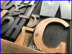 Antique Letterpress Printing WOOD TYPE 46 Pieces Mix Full Alphabet & Numbers 0-9