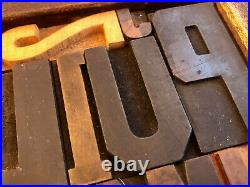 Antique Letterpress Printing WOOD TYPE 48 Pieces Mix Full Alphabet & Numbers 0-9