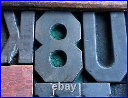 Antique Letterpress Printing WOOD TYPE 50 Pieces Mix Full Alphabet & Numbers 0-9