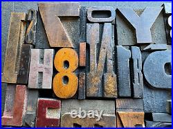 Antique Letterpress Printing WOOD TYPE 55 Pieces Mix Full Alphabet & Numbers 0-9