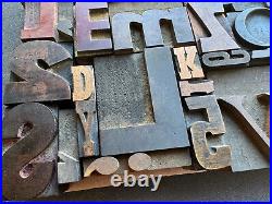 Antique Letterpress Printing WOOD TYPE 55 Pieces Mix Full Alphabet & Numbers 0-9