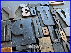 Antique Letterpress Printing WOOD TYPE 55 Pieces Mix Full Alphabet & Numbers 0-9