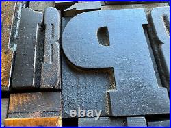 Antique Letterpress Printing WOOD TYPE 55 Pieces Mix Full Alphabet & Numbers 0-9