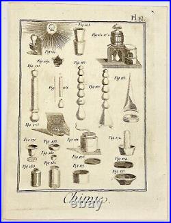 Antique Print Chemistry Equipment for Distillation Sublimination France
