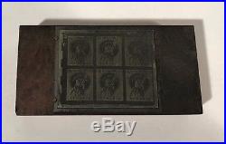 Antique US Postage Stamp Die Copper & Wood Printing Plate 3c Statue of Liberty
