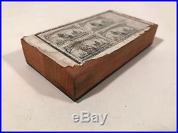 Antique US Postage Stamp Die Copper & Wood Printing Plate 4c Columbus Fleet