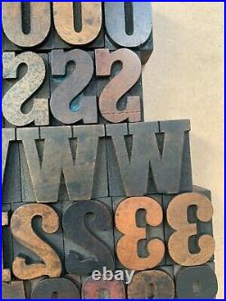 Antique VTG Wood Letterpress Print Type Block A-Z Letters Numbers Comp Set 101pc