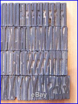 Antique Wood 2 9/16 Inch Printing Press Type Set Letter Alphabet Font Block Lot