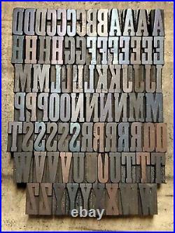 Antique Wood Letterpress Print Type Block Letters, Numbers, Punctuation 1 lotF